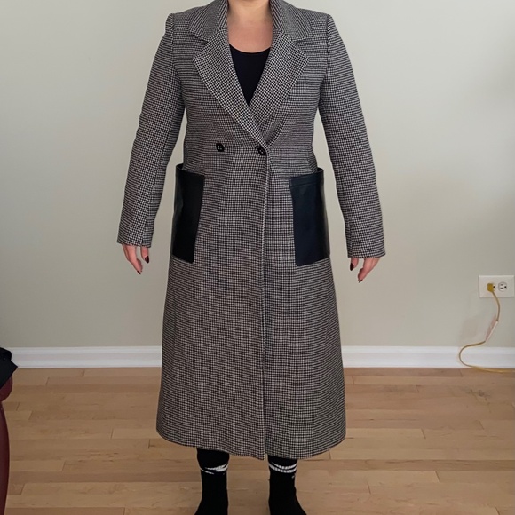 Calvin Klein Houndstooth Pea Coat - Picture 1 of 7
